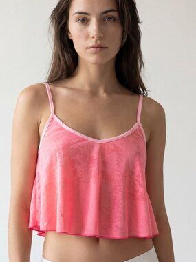 Sexy Crop Top  with Flared Hem and Ruffled Edge